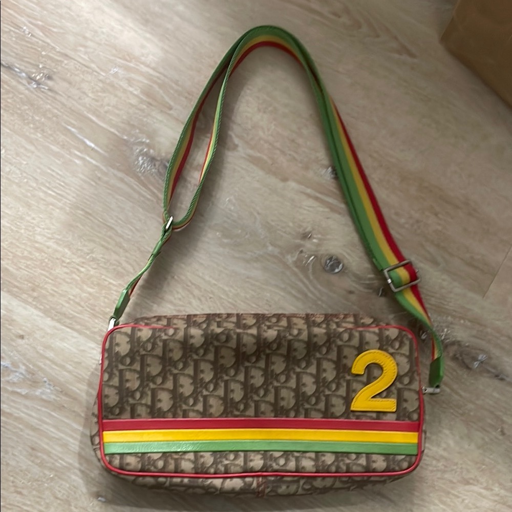 Vintage Dior Shoulder Bag with Multicolor Straps